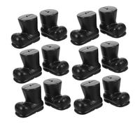 Amosfun 20pcs Black Mini Santa Claus Boots for Dollhouse Tiny Christmas Craft Shoes for Holiday Table Centerpieces Miniature Props for Festive Decor and Gift Exchanges