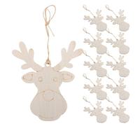 Amosfun 20PCS Christmas Unfinished Reindeer Head Wood Hanging Pendant DIY Painted Wood Tag Xmas Tree Decoration (Style B)