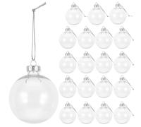 Amosfun 20pcs Clear Fillable Balls for Christmas Tree, 8cm Plastic Hanging Bauble Ornaments for Craft, Diy Transparent Balls for Christmas, Valentine's Day, Wedding