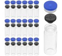 Amosfun 20pcs Glass Vial Set Vial 10ml Flat Bottom Stand Firmly Refill Easily with Caps for Essential Oil Storage