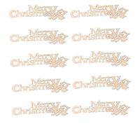 Amosfun 20pcs Merry Christmas Wooden Cutout Unfinished Wood Letter Piece Slice Embellishment for DIY Scrapbooking Xmas Sewing Crafts