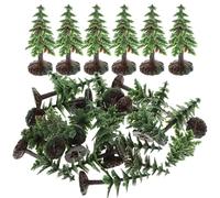 Amosfun 20pcs Mini Artificial Christmas Tree Models for Sand Table Decor, Simulated Tabletop Tree Decorations with Base, Landscape Diorama Accessories for Holiday and Home Display