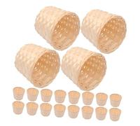 Amosfun 20pcs Mini Bamboo Woven Baskets Small Decorative Storage Organizer for Bedroom Supplies Portable Rustic Desktop Storage