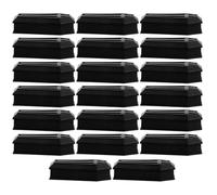Amosfun 20pcs Miniature Coffin for Craft, 2'' Black Coffin Shaped with Lid, Plastic Coffin Box for Dollhouse Decoration, Halloween Coffin Figurines