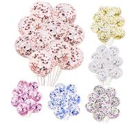 Amosfun 20pcs Mixed Pattern Sequins Confetti Latex Balloons Party Decorations Bright Creative Design Safe Material for Festival Gatherings Banquets and Photo Props