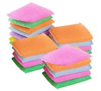 Amosfun 20pcs Non-scratch Kitchen Dish Scrub Pads Microfiber Sponges for Dishes Gentle Cleaning Odorless Multi-color for Utensils and Hard Surfaces Random Color