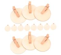 Amosfun 20pcs Round Wooden Clips Mini Message Board Clamps for DIY Crafts Painting and Memo Holding with Natural Rustic Texture and Practical Accessories