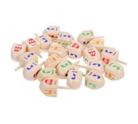 Amosfun 20pcs Wooden Dreidels for Chanukah Hand Polished Spinning Tops with Natural Wood Grain Traditional Cultural for Holiday Educational Fun and Festive Games