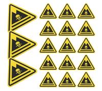 Amosfun 20pcs Yellow PVC Safety Warning Label Stickers with High Visibility and Easy Application for Hazardous Containers and Areas in Laboratory and Industrial Settings