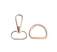 Amosfun 20pcs Zinc Alloy Dog Buckle Keychain Set Light Gold 1-inch Egg Tail Plate Buckle and D-ring DIY Creative for Bag Accessories Suitable for Home and Outdoor Use