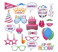 Amosfun 22Pcs Birthday Photo Booth Props Selfie Props Funny DIY Kit for Men Women Birthday Party Favors Supplies