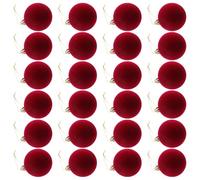 Amosfun 24pcs Dark Red Flocked Baubles 5CM - Shatterproof Holiday Tree Hanging Ornaments for Valentine’s Day and Christmas Decorations