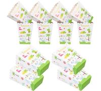 Amosfun 24pcs Dinosaur Pattern Popcorn Boxes for Birthday Party Paper Popcorn Treats Boxes Candy Storage with Green Creature Design for Party Favor