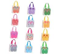 Amosfun 24pcs Hawaiian Theme Tote Bags Non Woven Fabric Beach Party Favor Bags with Flamingo Watermelon for Summer Events Birthdays and Beach Trips