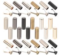 Amosfun 24pcs Metal Cord Ends for Drawstrings Pants, Jogging Bottoms, and Hats - Mixed Colors Including Black, Bright White, Dark Gray, Copper, Pearl Gloss, and Golden Grapefruit - Medium