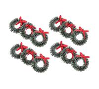 Amosfun 24pcs Mini Christmas Wreaths with Bow for Indoor Holiday Decor Small Artificial Garland Ornaments for Crafts Easy Hanging Tiny Simulated Wreaths for Doors Trees and Party Displays