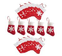 Amosfun 24pcs Mini Snowflake Christmas Stockings Felt Candy Pouch Bags Small Santa Boots for Snacks Tableware Holders Reusable Holiday Party Decorations for Xmas Tree and Festive