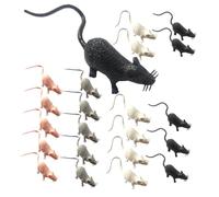 Amosfun 24pcs Realistic Plastic Mouse Figures Miniature Garden Figurines Delicate Mouse Ornaments for Home Décor and Party Supplies Including Black White Gray Pink Colors