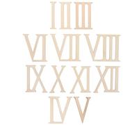 Amosfun 24pcs Unfinished Wood Roman Numeral Cutouts for DIY Craft Projects Sturdy Surface and Suitable for Writing, Beige Wooden Numbers Set for Painting and Creative Home Ornaments