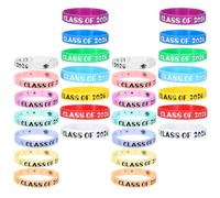 Amosfun 28pcs Colorful Silicone Graduation Wristbands with Durability and Gentle on Skin Features Graduation Party Favors for Guests Suitable for Students
