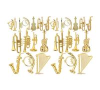 Amosfun 28pcs Mini Instruments for Christmas Tree Decoration, Tiny Alloy Musical Instruments for Dollhouse, Xmas Tree Hanging Pendants, Christmas Party Supplies