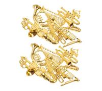 Amosfun 28pcs Mini Musical Instruments Ornaments Decor Miniature Bass Trumpet Mini Trumpet Crafts Musical Instruments Pendant Model Horn Golden