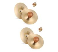 Amosfun 2pairs Small Finger Cymbals Portable Percussion Instrument for Belly Dancing Practice Rhythm Musical Instrument Handles for Boy Girl and Adults