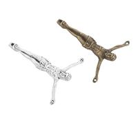 Amosfun 2Pcs 5.4Cm Solid Alloy Crucifix Pendant for Men, Vintage Silver and Copper Christian Cross Charms for DIY Jewelry, Jesus Statue Necklace Accessories