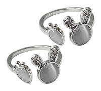 Amosfun 2pcs Adjustable Women’s Bunny Rabbit Carrot Open Rings with Cat’s Eye Stone, Minimalist Statement Finger Jewelry for Everyday Wear