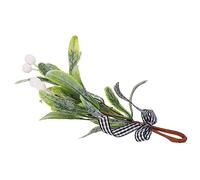 Amosfun 2pcs Artificial Hanging Stem Branches with Bow Plastic Faux Branches for Christmas Tree Wreath Vase Decorations Reusable Holiday Ornament for Home and Office