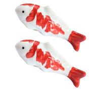 Amosfun 2pcs Artificial Koi Ornament, Simulation Ceramic Goldfish Figurine, Floating Fish Statue, Chinese Traditional for Aquarium Tank Decoration