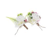 Amosfun 2Pcs Artificial Silk Rose Corsage for Weddings and Formal Events Elegant Bridegroom Boutonniere with Rhinestone Buckle for Prom Banquet and Special Occasions