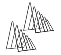 Amosfun 2pcs Black Iron Triangle Desktop Bookshelf Multi-Function Book Organizer File Storage Rack Office Table Book Stand Holder for Home and Office