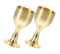 Amosfun 2pcs Brass Goblet Vintage Decorative Offering Cups for Buddhist Worship Rituals Polished Brass Desktop Chalices for Water Offering and Temple Ceremony