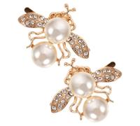 Amosfun 2pcs Bumblebee Shoe Clips with Gold Double Pearl Buckle Rhinestone Shoe Charms for Bridal Decoration Accessories for Heels and Sneakers 31x36mm Charm Clips for Wedding Party