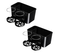 Amosfun 2pcs Car Organizer with Cup Holder and Tissue Box Armrest Storage Box for Car Interior Multi Functional Auto Storage Tray for Sunglasses Keys and Essentials Black