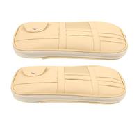 Amosfun 2pcs Car Sun Visor Organizer Pouches Beige PU Auto Interior Storage Pocket for Sunglasses Cards License Cash Pen Multifunctional Vehicle Document Holder for Truck Suv