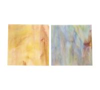 Amosfun 2pcs Cathedral Mural Stained Glass Sheets for Craft Making, Art Nouveau Style Mosaic Glass Tiles in Purple and Yellow, DIY Garden Art Materials for Mosaic Projects