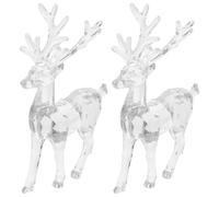 Amosfun 2pcs Christmas Acrylic Reindeer, 5'' Reindeer Statues Holiday Table Centerpiece, Crystal Standing Deer for Xmas Village Scene, Tree Decor, Christmas Party Supplies