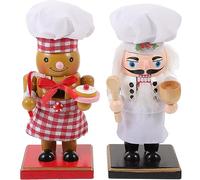 Amosfun 2pcs Christmas Nutcracker Chef Figurine Nutcracker Decor for Festive Table Ornament Cute and Charming Xmas Decoration for Home and Holiday Celebrations