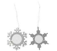 Amosfun 2pcs Christmas Tree Photo Ornaments, Snowflake DIY Photo Frame Pendants for Tree Hanging Decoration, Xmas DIY Personalize Keepsake, Christmas Party Favors
