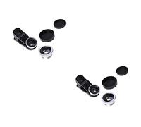 Amosfun 2pcs Clip Lens Set for Smartphones Wide Angle Macro Fisheye Professional Photography Accessory in Silver Compatible