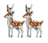 Amosfun 2pcs Deer Brooch Christmas Deer Brooch Cute Christmas Cartoon Decorative Alloy Sika Gift Breastpin Brooch for Girl Lady Women Madam