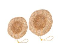 Amosfun 2pcs DIY Craft Summer Beach Hats Unpainted Wide Brim Sun Cap for Lightweight Straw Hats for Boys for Outdoor Fun Creative Activities