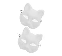 Amosfun 2Pcs DIY Plastic Blank Half Face Masks for Painting and Decorating Lightweight Comfortable Animal Cosplay Masks for Halloween Carnival Masquerade Party