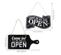 Amosfun 2pcs Doorplate Business Open Closed Sign Wooden Double-sided Open Closed Signs Simple and Generous Style for Shops and Business Places