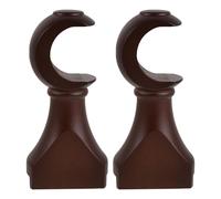 Amosfun 2pcs Double Curtain Rod Bracket Set Coffee Color Easy Installation Strong Load Bearing Window Curtain Accessory for Living Room and Study