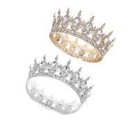 Amosfun 2Pcs Elegant Retro Tiara for Weddings Birthdays Parties Lightweight Design Comfortable Fit for Adults