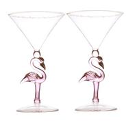 Amosfun 2Pcs Flamingo Pink Frosted Glass Wine Goblets Cocktail Glasses for Wedding Party Table Decoration Stemless Red Wine Cups