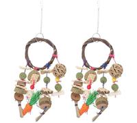 Amosfun 2pcs Funny Rabbits Chew Tooth Grinding Tools Sturdy Odor Free Wood Hanging Pet Supplies for Rabbits and Birds for Family and Friends